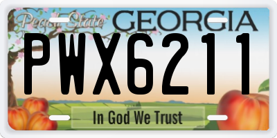 GA license plate PWX6211