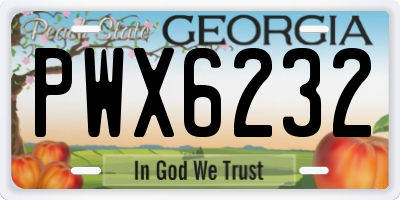 GA license plate PWX6232