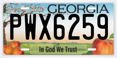 GA license plate PWX6259