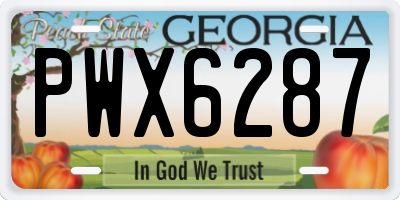 GA license plate PWX6287