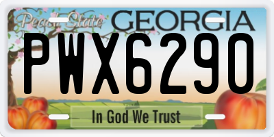 GA license plate PWX6290