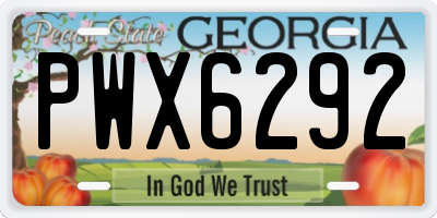 GA license plate PWX6292