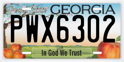 GA license plate PWX6302