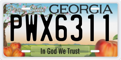GA license plate PWX6311