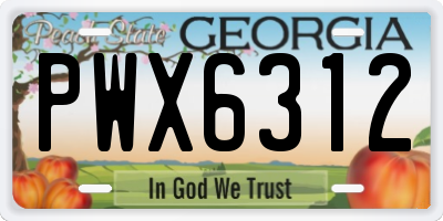 GA license plate PWX6312