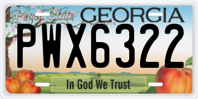 GA license plate PWX6322
