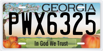GA license plate PWX6325