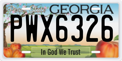 GA license plate PWX6326