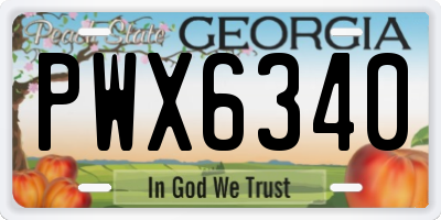 GA license plate PWX6340