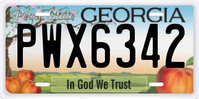 GA license plate PWX6342