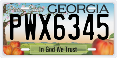 GA license plate PWX6345