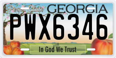 GA license plate PWX6346