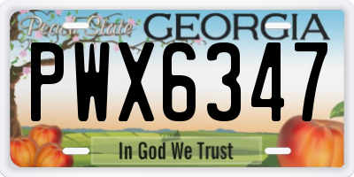 GA license plate PWX6347