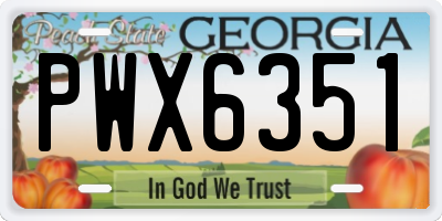 GA license plate PWX6351