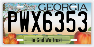 GA license plate PWX6353
