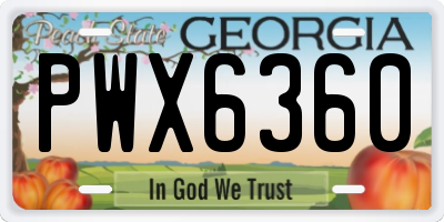 GA license plate PWX6360