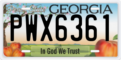GA license plate PWX6361