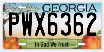 GA license plate PWX6362