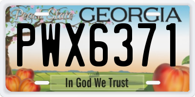 GA license plate PWX6371
