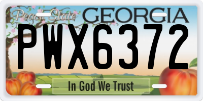 GA license plate PWX6372