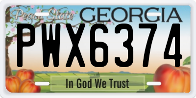 GA license plate PWX6374