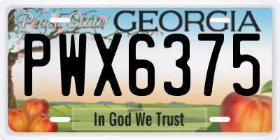 GA license plate PWX6375