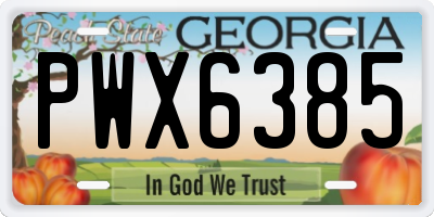 GA license plate PWX6385