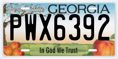 GA license plate PWX6392