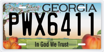 GA license plate PWX6411