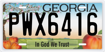 GA license plate PWX6416