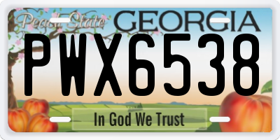 GA license plate PWX6538