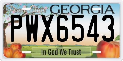 GA license plate PWX6543
