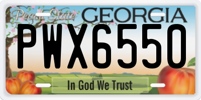 GA license plate PWX6550