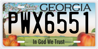 GA license plate PWX6551