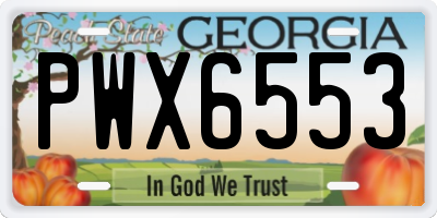 GA license plate PWX6553