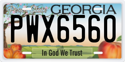 GA license plate PWX6560