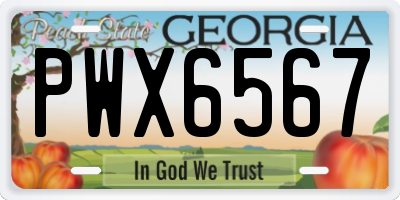 GA license plate PWX6567