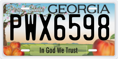 GA license plate PWX6598