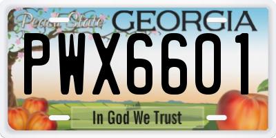 GA license plate PWX6601