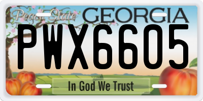 GA license plate PWX6605