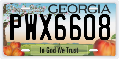 GA license plate PWX6608