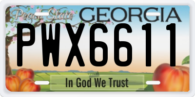 GA license plate PWX6611
