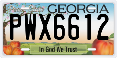 GA license plate PWX6612