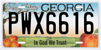 GA license plate PWX6616