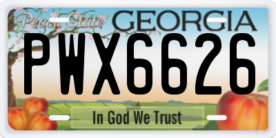 GA license plate PWX6626