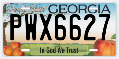 GA license plate PWX6627