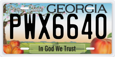 GA license plate PWX6640