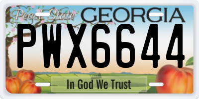 GA license plate PWX6644