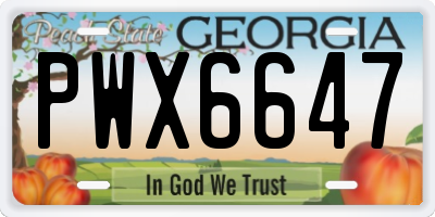 GA license plate PWX6647