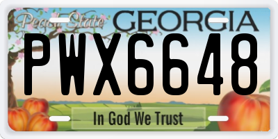 GA license plate PWX6648